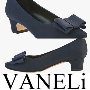 Vaneli Austine Navy Bow Pumps with Padded Insole
